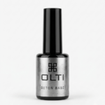 Nail base coat bottle with a metallic label reading 'OLTI' and 'BETON BASE' and a tall black cap