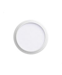 Round white circular lid with a raised rim on a plain white background.