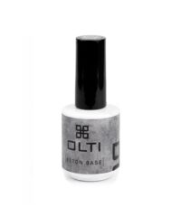 Nail polish bottle with a black cap and white base; label reads OLTI Beton Base in a textured gray design.