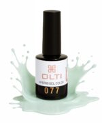 OLTI 077 Hybrid Gel Color nail polish bottle with a mint-green gel splash around it
