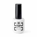 White bottle of Top Beton nail polish with a tall black cap on a white background, reading 'Top Beton No Wipe' on the label.