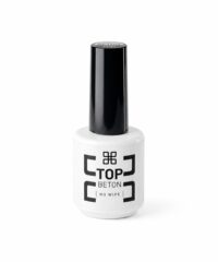 White bottle of Top Beton nail polish with a tall black cap on a white background, reading 'Top Beton No Wipe' on the label.